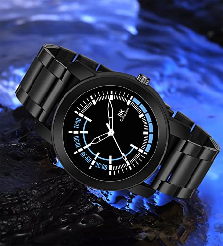 Image of IIK COLLECTION Watches for Men Round Numerical Dial |Analogue Quartz Movemnet Mens Watch|Long Battery Life|Stainless Steel Adjustable Bracelet Black Chain with Long Lasting Polish| Watches for Boys
