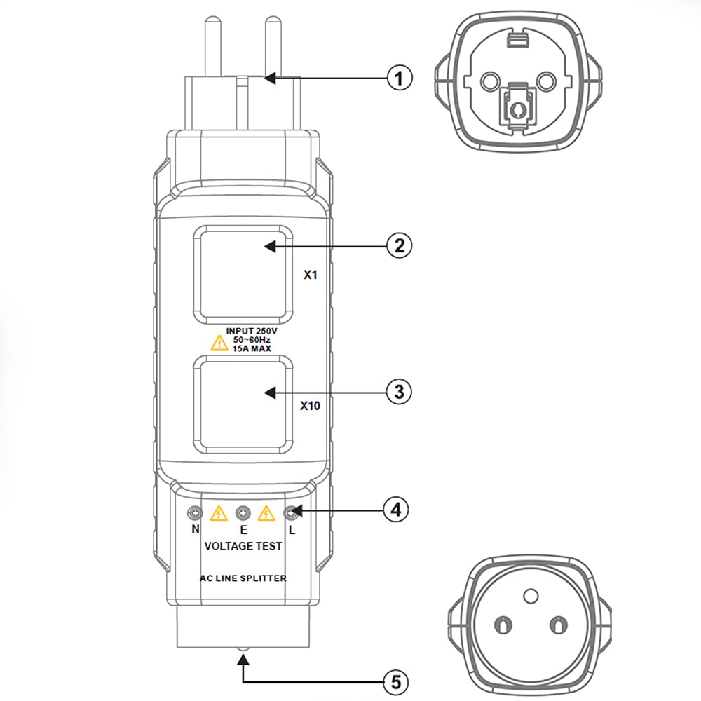 KPS-SL100 Separador de líneas eléctricas para pinza amperímetrica Max 250V / 15A, 50-60Hz