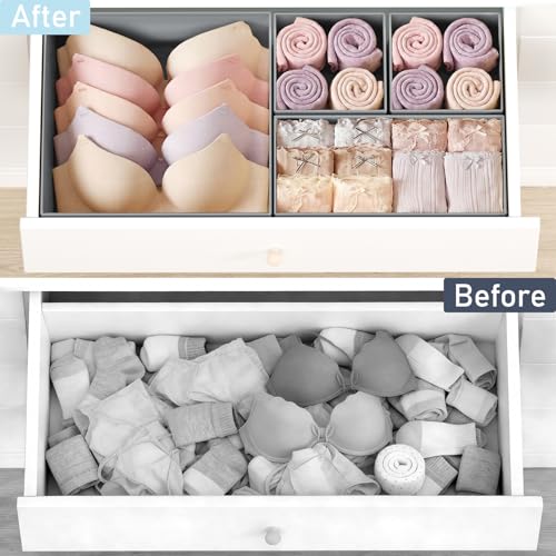 DIMJ Drawer Organizer Clothes - 20 Pack Closet Drawer Organizer Bins for Baby Clothes Storage, Fabric Dresser Organizer for Nursery Bedroom, Foldable Small Drawer Dividers for Underwear Socks - Image 4