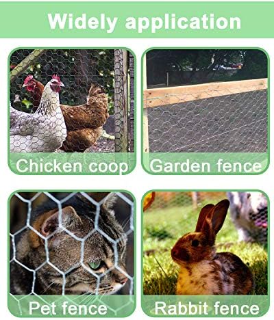 Backyard Poultry Hen Wire Netting - 16.5 '' × 157 '' Backyard Fence Animal Barrier, Hen Wire for Crafts, 1 inch Mesh Poultry Netting Fence, Pet/Rabbit/Hen Wire Fencing 6 51cbqwEtSiL. AC