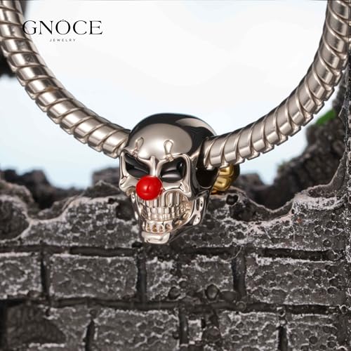 Image of GNOCE Skull Pendant Charm Silver Dangle Charms Bead fit Bracelet /Necklace Jewelry Gift for Women Men
