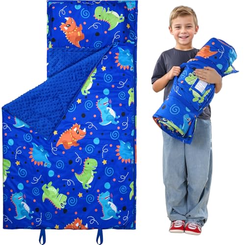 Toddler Nap Mat with Pillow and Minky Blanket, Large...