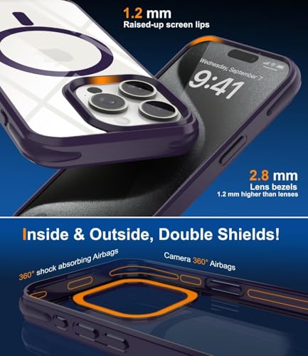 Image of REALCASE Polycarbonate Back Case Cover For iPhone 16 Pro | Compatible With Magsafe | Camera Protection | Hard Crystal Clear Back | Shockproof Bumper Cover Case For iPhone 16 Pro (Clear Purple)