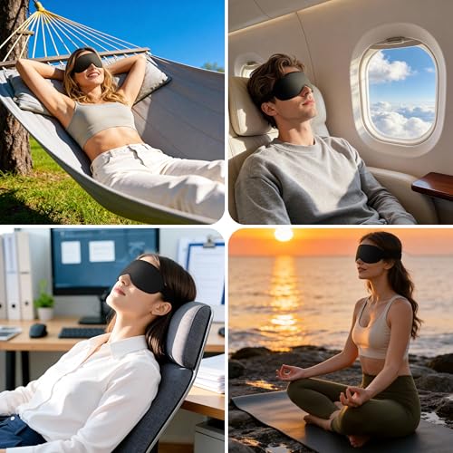 Gritin Schlafmaske für Seitenschläfer Damen & Herren, 3D Upgrade Bequem Schlafbrille mit Verstellbar Gummiband, Hautfreundlich Lichtblockierend, Ergonomische Augenmaske für Schlaf, Reisen, Flug usw.