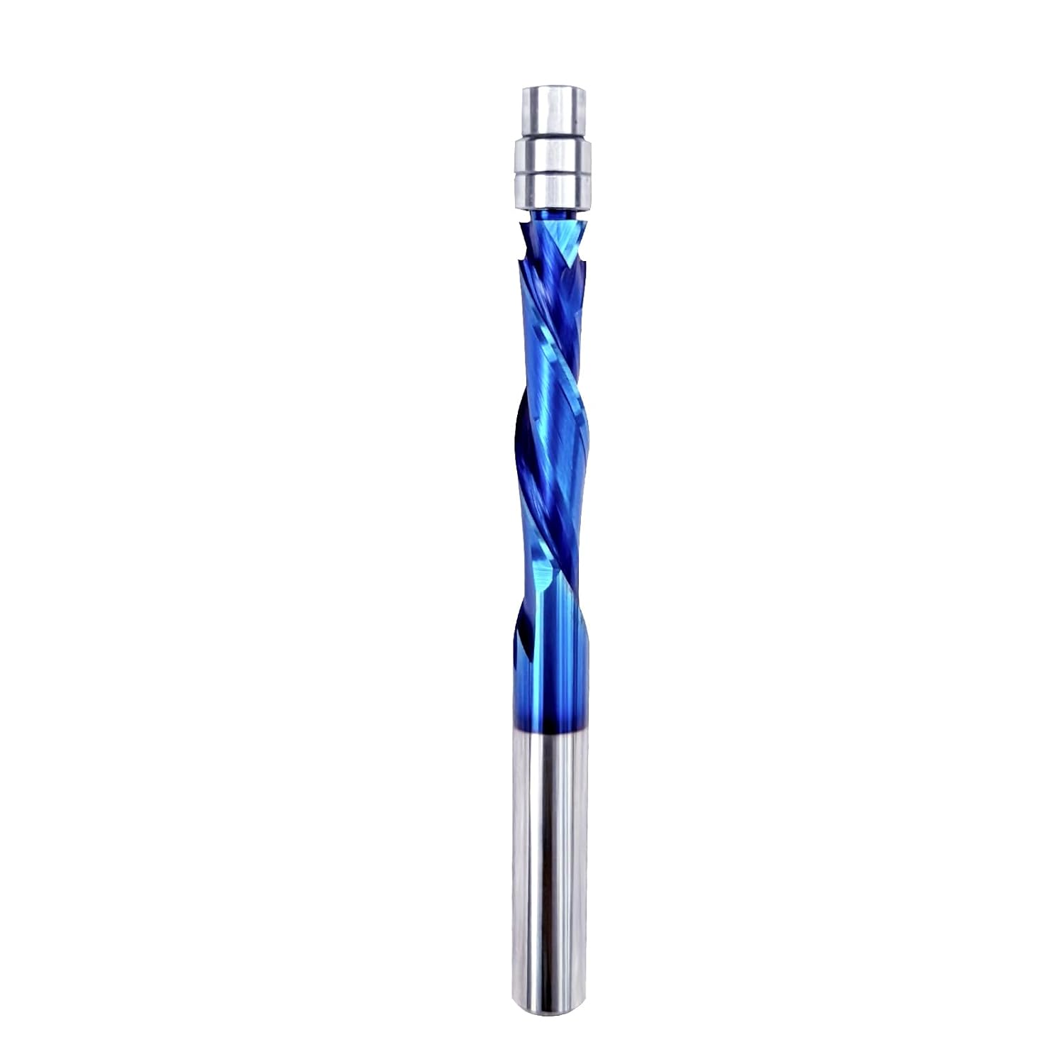 3PCS Compression Spiral Flush Trim Router Bit with Double Ball Bearing, 1/4" Shank 1-1/8" Cutting Length Extra Long 3",Carbide Spiral Pattern Router Bit with Nano Coated for Woodwoking