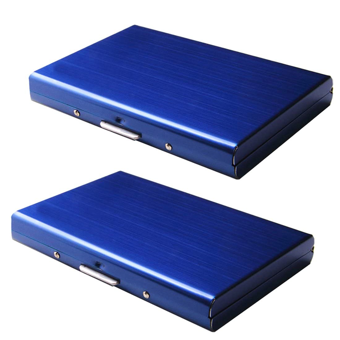 RFID Blocking Stainless Steal 6 Slots Blue Card Holder for Unisex (Pack-2)