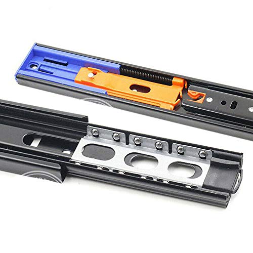 TOOLDO 1 Pair x Soft Close Drawer Runners,Black Metal, Heavy Duty 20kg Load Capacity, 45mm Wide, 3 Folds Full Extension