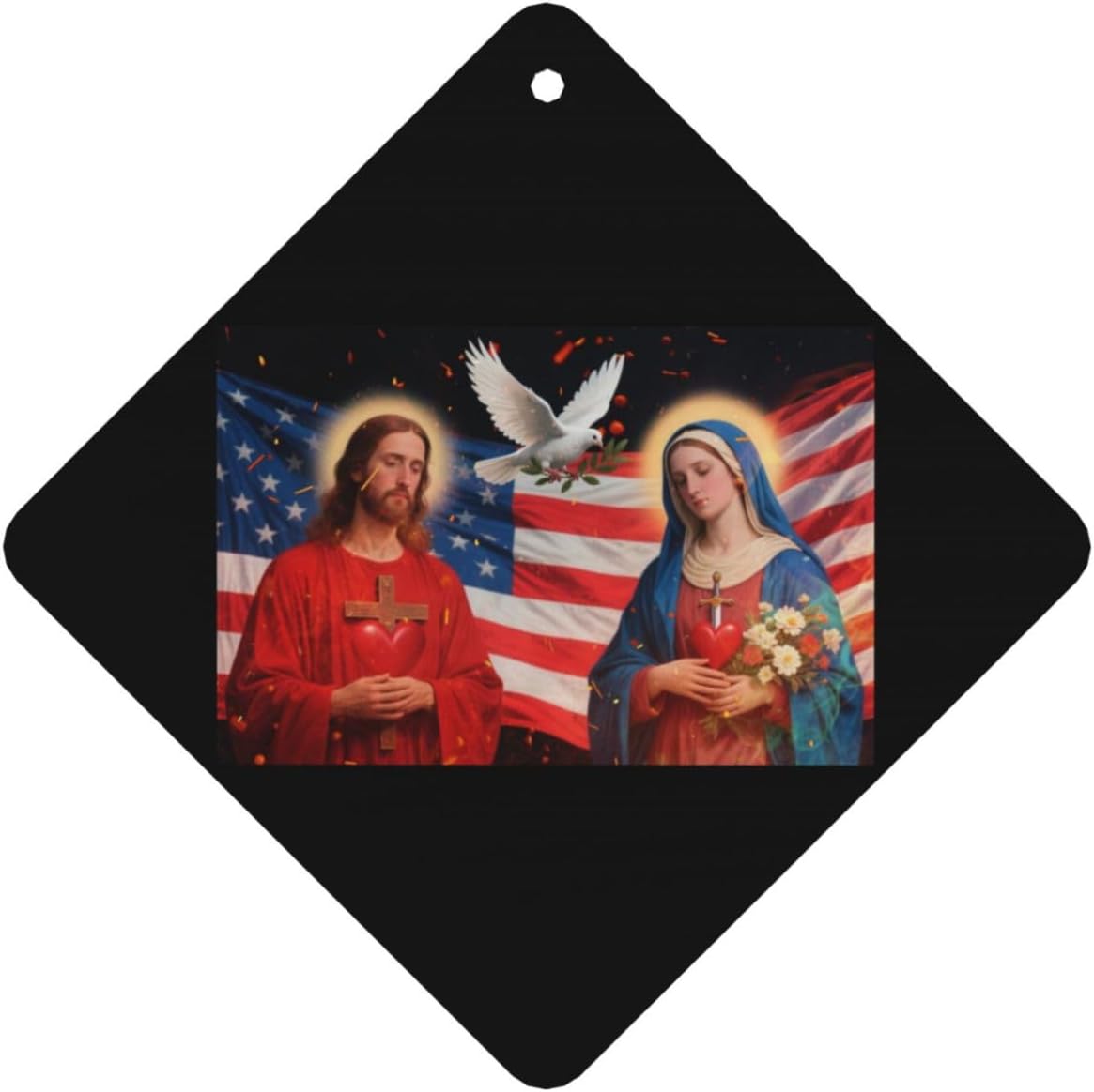 The Sacred Heart of Jesus The Immaculate Heart of Mary Car Air Fresheners Cards Set, Multi-Pack Scented Cards, Long-Lasting Auto Fragrance Cards for Vehicle, Home & Office Square 100 PCS