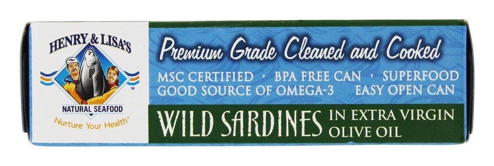 Henry & Lisa's Natural Seafood Wild Sardines In Extra Virgin Olive Oil, 4.25 Oz (Pack Of 12)