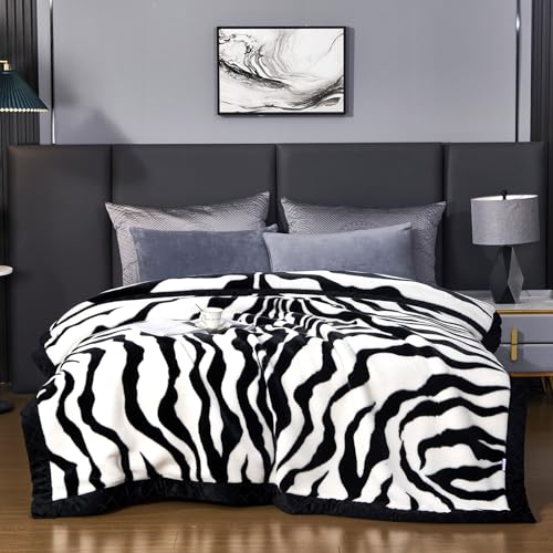 Korean Mink Blanket 59×79 inch,Silky Soft and Warm,2 Ply Reversible Raschel Bed Blanket for Single Bed.