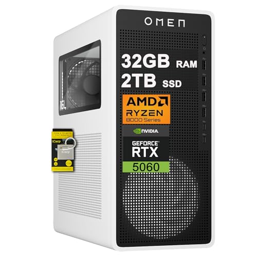 HP OMEN 16L �Q�[�~���O AI �f�X�N�g�b�v�R���s���[�^�[ AMD 8�R�A Ryzen 7 8700G 32GB RAM 2TB SSD GeForce RTX 5060 8GB GDDR7 (�ő�614�g�b�v) Type-C 80 Plus �v