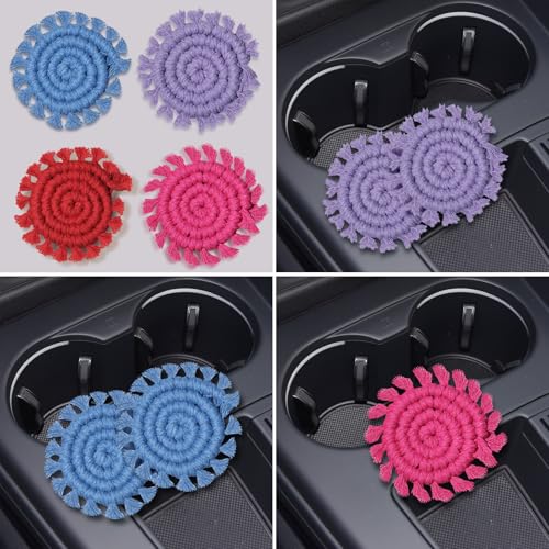 Juego de 2 portavasos de algodón para auto de 3 pulg miniatura 5