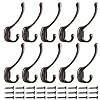 Bosdontek 10 Stuks Jashaken Vintage Kledinghaken Wandhaken Handdoekhaken Metaal Hoedenhaken Dubbele Garderobehaken…