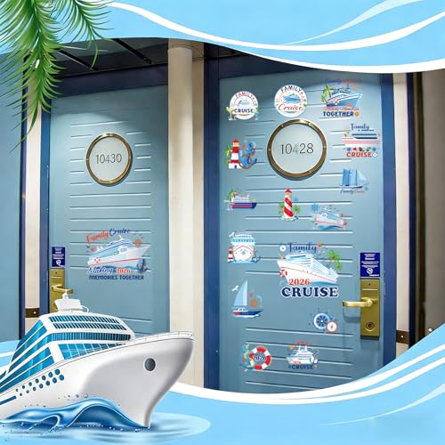 Image of Dazoratix Cruise Door Decorations Magnetic - 16 Pcs Family 2026 Ship Cabin Anchor Magnets Decor Funny Sea Navigation Stickers Fridge Refrigerator Decals for Summer Carnival Party Accessories Supplies