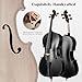 Poseidon Cello 4/4 Size, Acoustic Cello for Beginners Set with Portable Case, Bow, Bridge, Rosin, for Students & Adult String Instruments - Sparkling Black
