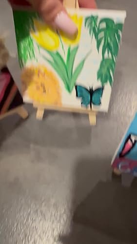 Houten tafelschildersezel, set van 5 canvasstandaarden, 10 x 10 cm, met mini-schildersezel 15 x 8 cm, houten schildersezel, gespannen canvas, schildersdoek voor olieverf/waterschilderij, tekenen Houten tafelschildersezel, set van 5 canvasstandaarden, 10 x 10 cm, met mini-schildersezel 15 x 8 cm, houten schildersezel, gespannen canvas, schildersdoek voor olieverf/waterschilderij, tekenen