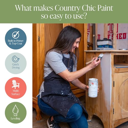 Image of Country Chic All-in-One Chalk Paint for Furniture, Cabinets, Home Decor, Eco-Friendly, Matte Finish, Built-In Primer & Top Coat for Wood, Metal - Hollow Hill (Dark Green) - Pint 16 oz (475 ml)