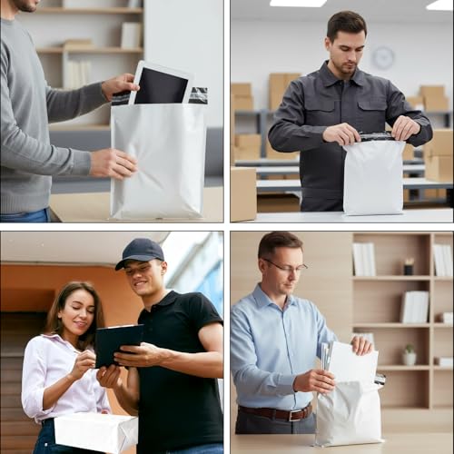 Solivive 40 Stück Kunststoff Versandtaschen,Wasser und Staubdicht Versandtüten Kleidung,Starke Haftung Versandtaschen,Geeignet für den Transport von Waren,Kleidung Usw(32x44cm,Weiß)