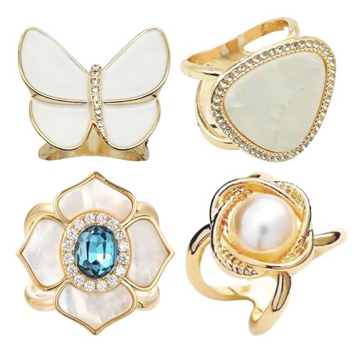 Image of 2 Pcs Scarf Ring Clips for Women Metal Shirt Tightener Cinch Buckle for Silk Scarf Shawl Blouse Sweater T Shirt Clothing Accessories