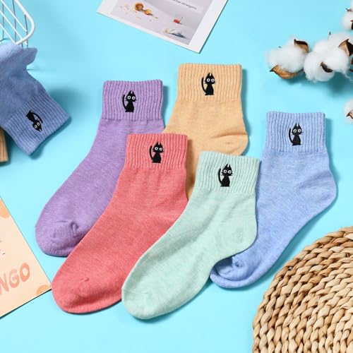 Image of Eurzom 10 Pairs Socks Womens Crew Elastic Ankle Length Cotton Socks Aesthetic Cute Lightweight Low Cut Gifts for Women