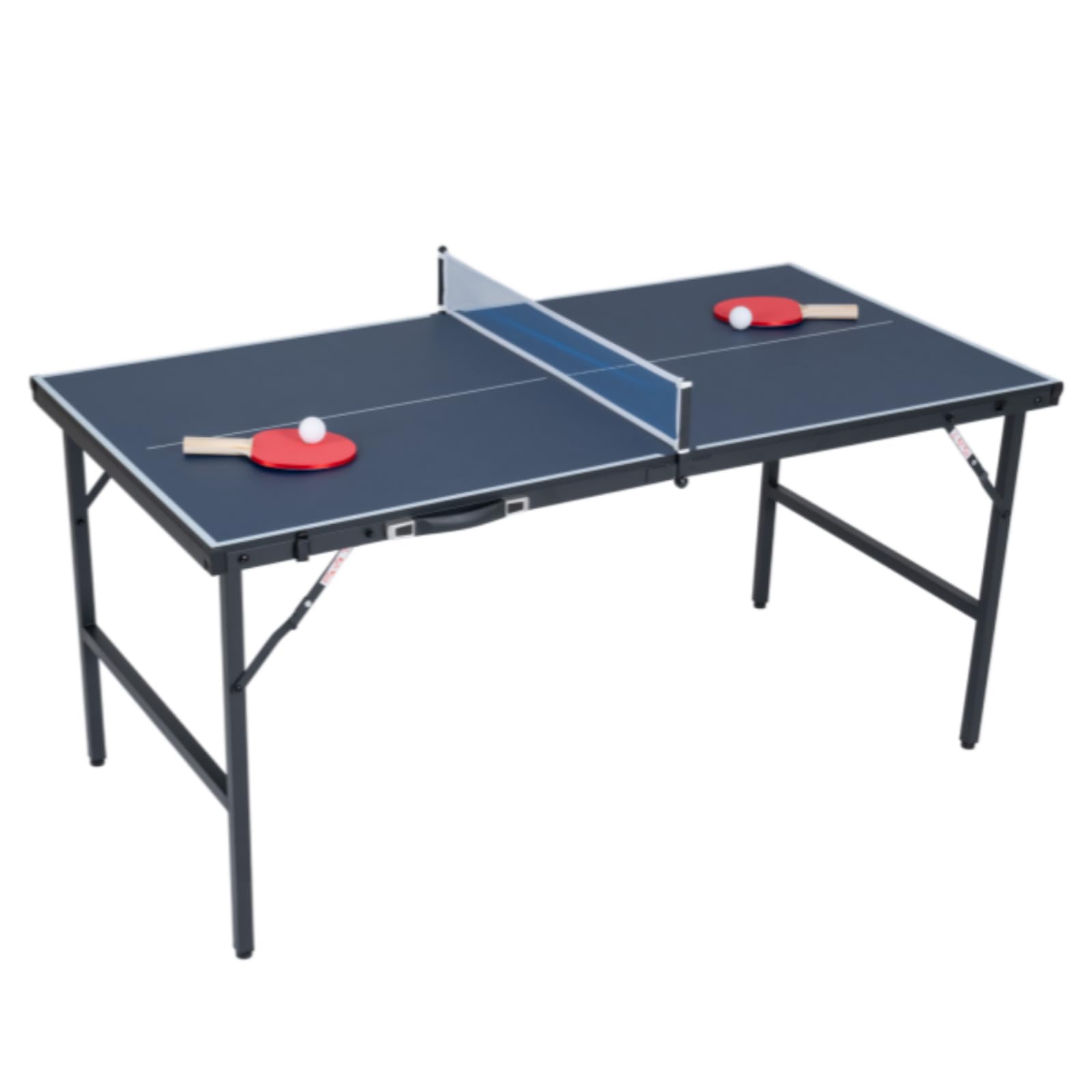 LIFEZEAL Ping Pong Table, Mini Tischtennisplatte aus Metall, Ping-Pong Tisch mit Netz, Bälle, Schläger, Klappbarer Tischtennistisch Set Indoor für Tischtennissport (Dunkelblau, 152,5 x 76 x 71 cm)
