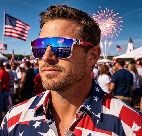 Image of FEISEDY Sunglasses for Women Men, Fashion Mirrored Single Lens Shades