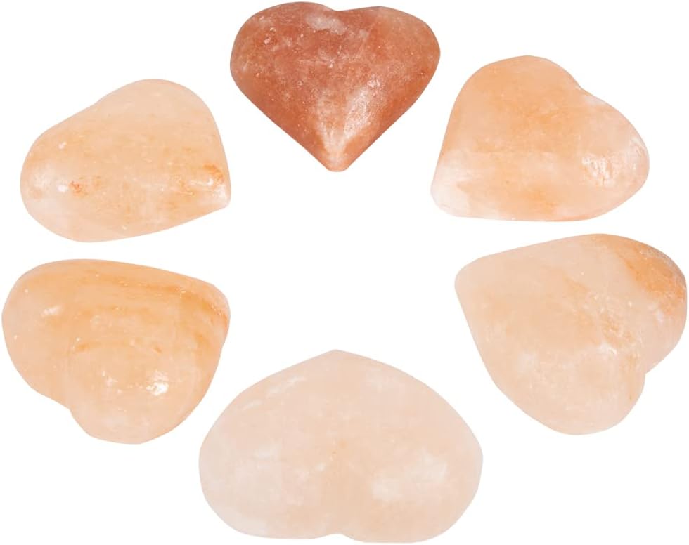 Heart Massage Stone Pink Crystal Hand Carved Stone for Massage Therapy, Deodorant and Salt and Sugar Scrubs, 2.75" W x 3" H x 1.5" D (Pack of 6)