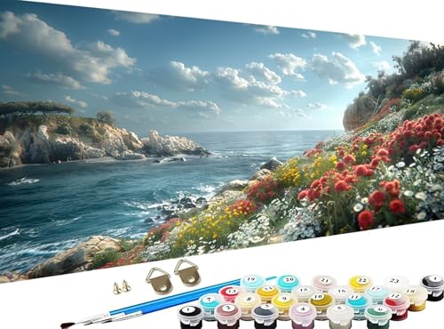 G i lp DIY yCgoCio[  h G fW^GZbg uVƃANGt hG l̃NtgANeBreB Paint by Numbers z[ NX}X  av[g 40x90cm 