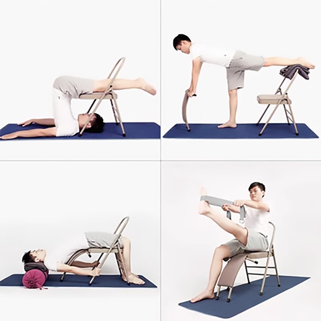Chaise De Yoga Pilates, Chaise Auxiliaire De Yoga avec Support Lombaire, pour L'entraînement De L'équilibre, Chaise De Yoga Portable Pliable, Chaise De Yoga Iyengar,Khaki