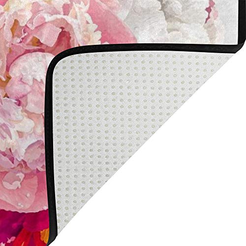 Tapis de salon pivoine Ruchen grand format au design floral raffiné