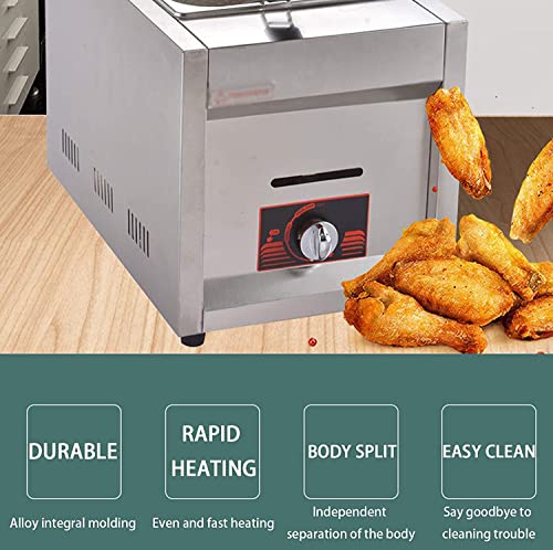 JIADUOFU 6 Liter Edelstahl Friteuse, Edelstahl-fritteuse Mit Hoher Kapazität, Mkommerzielle Gas Fritteuse Fritteuse Arbeitsplatte Öl Friteuse Für Restaurant Home – Bild 6