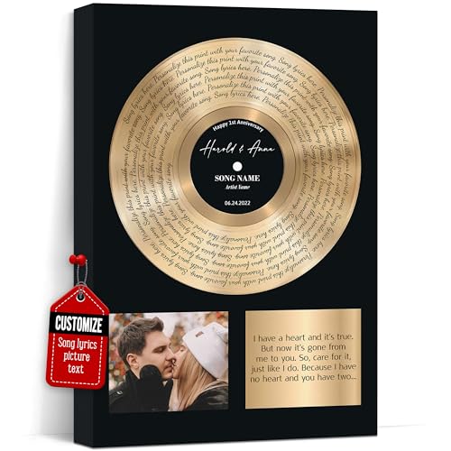 VICILO Personalized Song Lyrics Vinyl Record Canvas Wall Art -