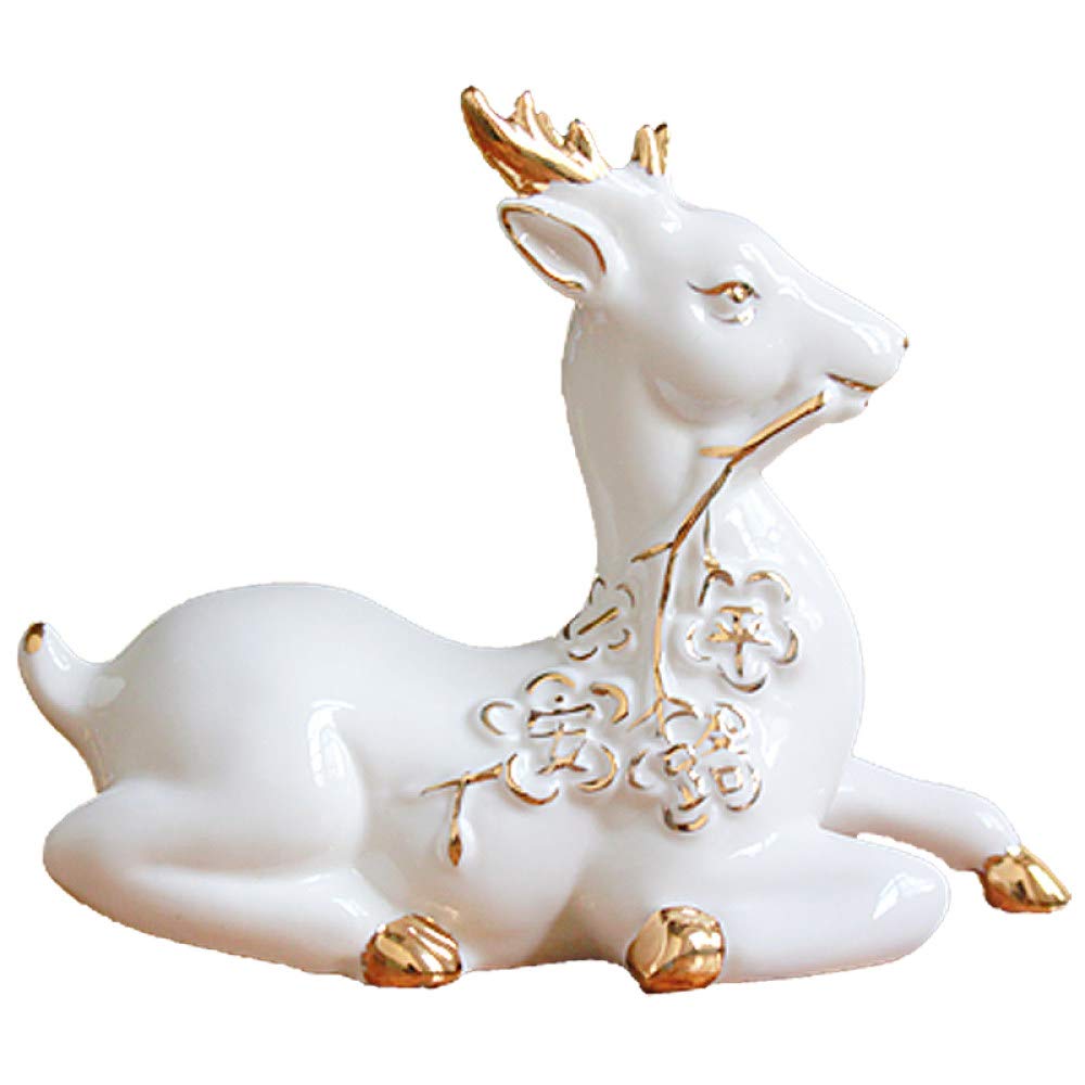 Statue de cerf en céramique petite figurine décorative pour salon et voiture