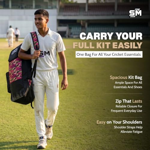 Image of SM Origin Complete Cricket Kit for Men | Cricket Set | 8-Piece: Kashmir Willow Bat + Helmet + Pads + Gloves + Kit Bag + Thigh + Arm + Abdominal Guard | Beginner Starter Kit | Club & Academy | Size SH