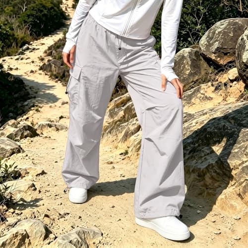 Womens Cargo hiking pants Y2K Baggy Stretchy High Waisted Jogger Trousers - image 7