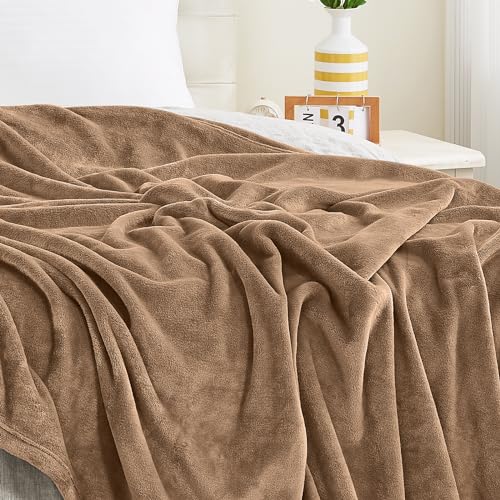 KMUSET Brown Throw Blanket Twin Size - Warm Cozy Soft Lightweight Blankets All Seasons Suitable 60 x 80 inches