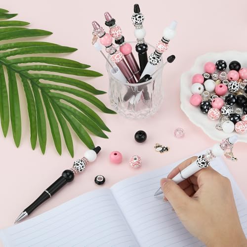 HUAAPLEVLA 18pcs DIY Beadable Pens Bulk Pens for Beads Cow Pattern Beaded Pen Kit for Students Teacher Office Supplies DIY Making Gifts(Cow) by HUAAPLEVLA - Image 6