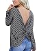 BONESUN Women's Long Sleeve T-shirt Casual Sexy Backless Criss Cross Tunic Pullover Top