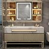Bathroom Vanity - Freestanding Bathroom Vanity with Sink & Smart Defogging Mirror, Slate Solid Wood Material (Grey, 20 L x 48 W)