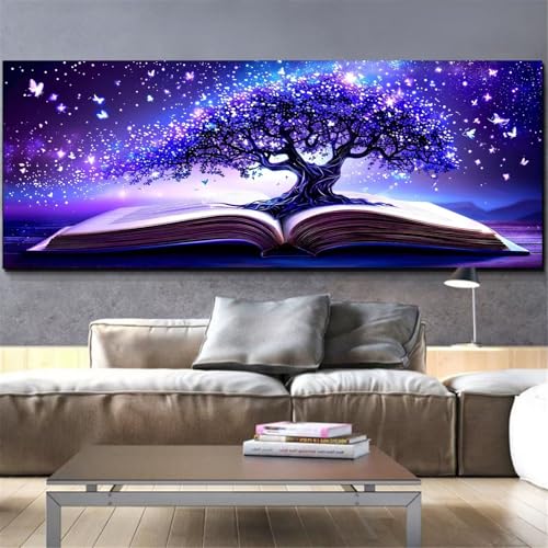 Kit diamond painting arbre complet peinture diamant point de croix strass mural 50x100cm