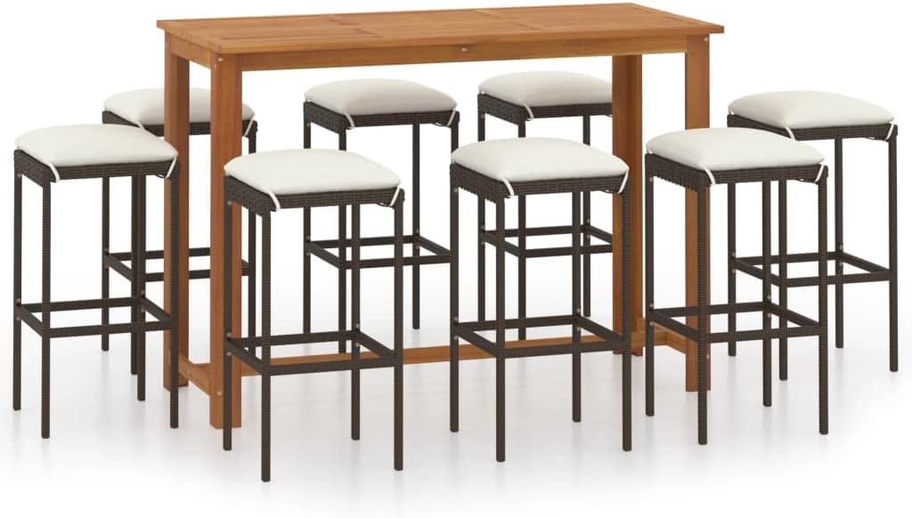vidaXL 9-Piece Farmhouse Patio Bar Set Review: Weatherproof Garden Bar Furniture for Backyard BBQs