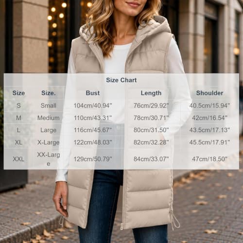 Women Long Vest Sleeveless Hood Winter Puffer Vest Outwear with Pockets - image 4