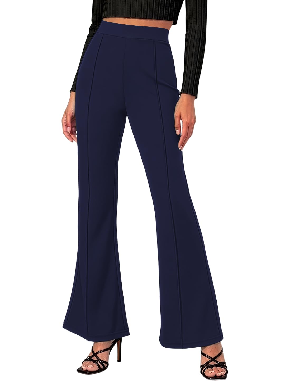 Women’s High Waist Flared Pants Stretchable Bell Bottom Trousers Slim Fit Formal & Casual Bootcut Pants for Office-picture-30