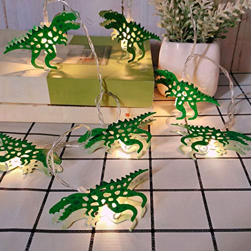 JUSTDOLIFE Cordão de Dinossauro de Metal Luz DIY Cordão Decorativo de Casa Luzes 10 LEDs Luzes 14,7