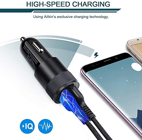 Image of Type C USB Car Charger for Samsung Galaxy S23 S22 S21+ S21 Ultra 5G S20 FE S20+ S10 Plus Note20 A02S A03S A12 A13, Google Pixel, Dual-Port Power Cigarette Lighter Adapter 6ft USB C Cord Braided Cable
