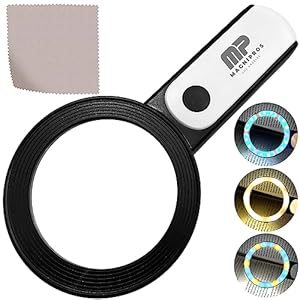 MagniPros 30X Illuminated Magnifying Glass – LED Lighted Handheld Reading Magnifier with 3 Light Modes – Perfect for Seniors, Low Vision, Books, and Detailed Inspection