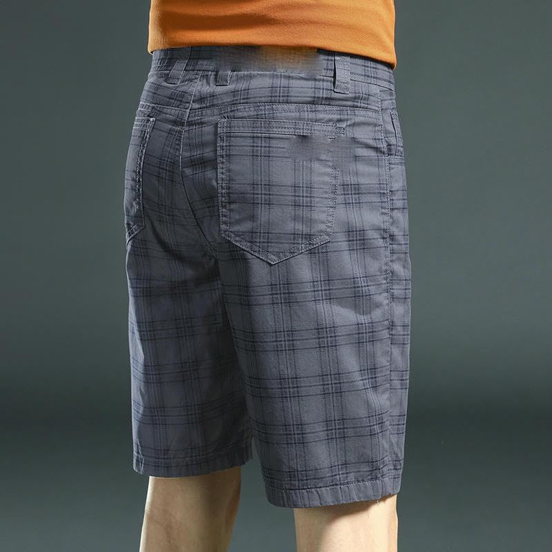 Men's Casual Plaid Shorts Breathable Summer Waist Casual Mid-Length Thin Outdoor Shorts