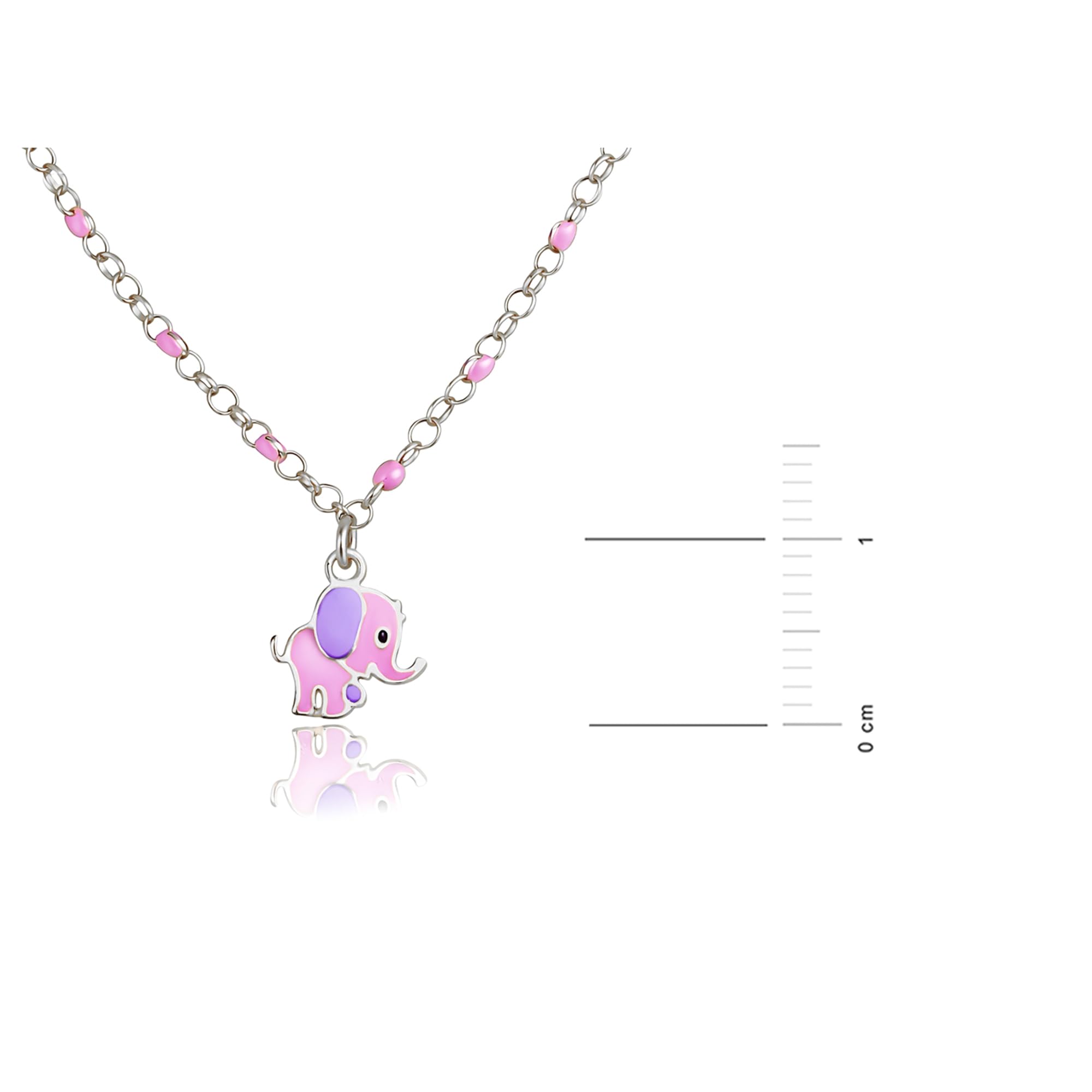 Sakrami Collar infantil de plata de ley 925 con elefante esmaltado - Pack regalo personalizado - Collar de nacimiento, comunión o bautizo - Colección infantil