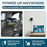 Téléviseur portable 16 po 12V/24V (HD 1366×768) avec batterie intégrée (jusqu'à 6H) – Tuner numérique ATSC, sans Wi-Fi/sans Internet nécessaire, HDMI/USB/AV, comprend adaptateur AC 110V + antenne, DenyDan