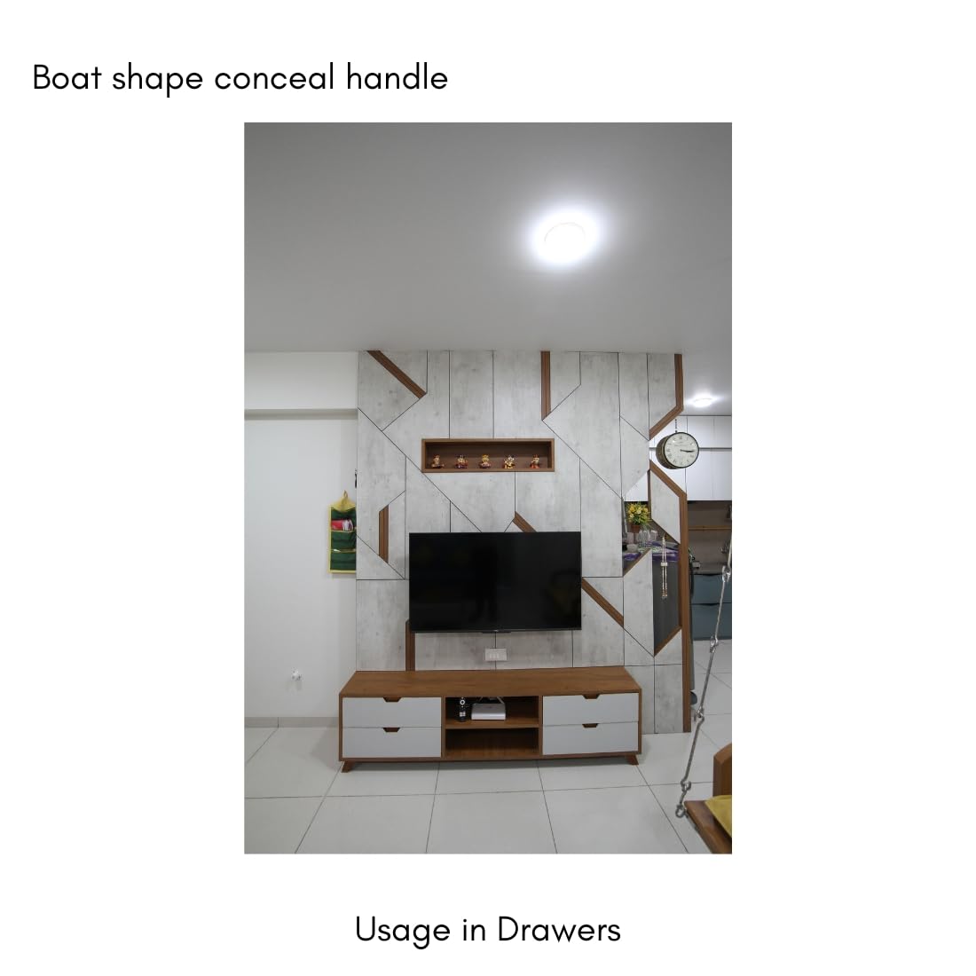 Wooden Concealed Handle - Boat Shape Design -8